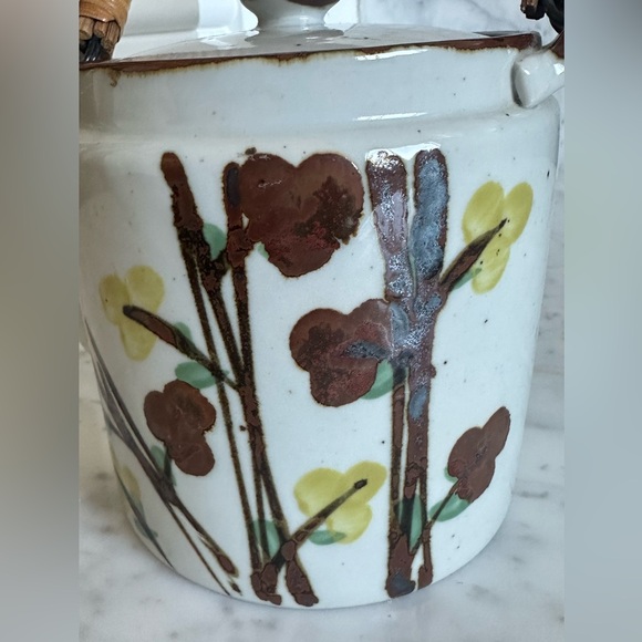 🇯🇵 Vintage Japanese Pottery Teapot with Rattan Handle - Picture 2 of 11
